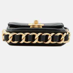 Pre Owned Chanel Matelasseflap Bag Chain shoulder Bag Black Calf Leather Size Mini