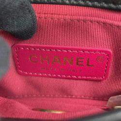 Pre Owned Chanel Matelasseflap Bag Chain shoulder Bag Black Calf Leather Size Mini