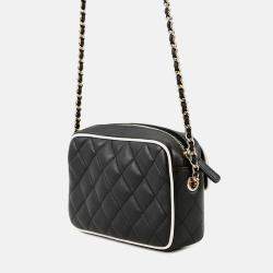 مملوكة مسبقًا Chanel Matelasse Black/White Lambskin Chain Clutch Bag