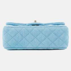 Pre Owned Chanel Matelasse Blue Denim Mini Chain Shoulder Bag