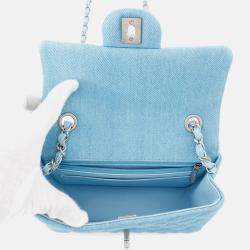 Pre Owned Chanel Matelasse Blue Denim Mini Chain Shoulder Bag