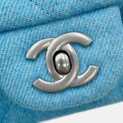 Pre Owned Chanel Matelasse Blue Denim Mini Chain Shoulder Bag