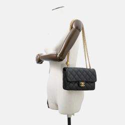 Pre Owned Chanel Matelasse Chain shoulder Black Lambskin Size 20