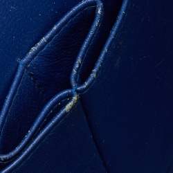 Pre Owned Chanel Navy Blue Iridescent Patent Leather Classic Jumbo Double Flap Bag