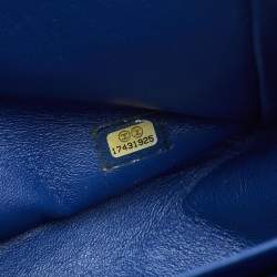 Pre Owned Chanel Navy Blue Iridescent Patent Leather Classic Jumbo Double Flap Bag