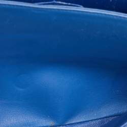 Pre Owned Chanel Navy Blue Iridescent Patent Leather Classic Jumbo Double Flap Bag