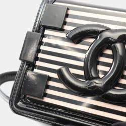 Pre Owned Chanel Lego Boy Black Patent Leather and Plexiglass Shoulder Bag