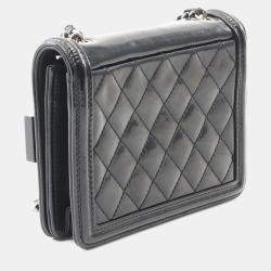 Pre Owned Chanel Lego Boy Black Patent Leather and Plexiglass Shoulder Bag