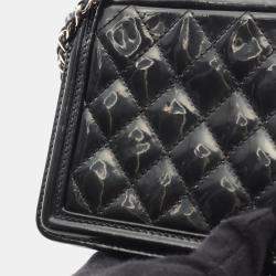 Pre Owned Chanel Lego Boy Black Patent Leather and Plexiglass Shoulder Bag