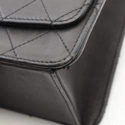 Pre Owned Chanel Flap Black Lambskin Shoulder Bag