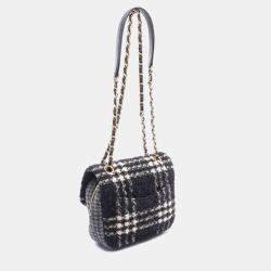 Pre Owned Chanel Black White Grey Wool Shoulder Bag