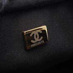 Pre Owned Chanel Black White Grey Wool Shoulder Bag