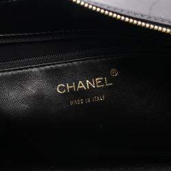 Pre Owned Chanel Chocolate Bar Chain Shoulder Bag Lambskin Black  Cc