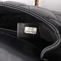 Pre Owned Chanel Matelasse Small Flap Shoulder Bag Lamb Leather Black