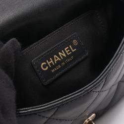 Pre Owned Chanel Matelasse Small Flap Shoulder Bag Lamb Leather Black