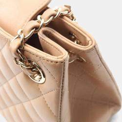 Pre Owned Chanel Bucket Mini Beige Lambskin Shoulder Bag
