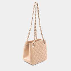 Pre Owned Chanel Bucket Mini Beige Lambskin Shoulder Bag
