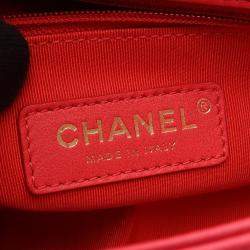 Pre Owned Chanel Matelasse Chain Shoulder Bag Lamb Skin Sheep Leather Red