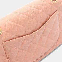 Pre Owned Chanel Matelasse Double Flap Chain Shoulder Bag Calfskin Pink