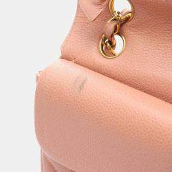 Pre Owned Chanel Matelasse Double Flap Chain Shoulder Bag Calfskin Pink