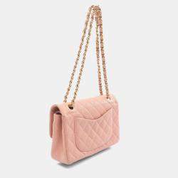 Pre Owned Chanel Matelasse Double Flap Chain Shoulder Bag Calfskin Pink
