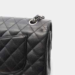 Pre Owned Chanel Matelasse W Flap Chain Shoulder Bag Leather Black