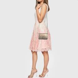 Pre Owned Chanel Metallic Grey Quilted Patent Leather Classic Boy WOC Bag