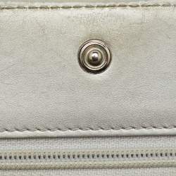 Pre Owned Chanel Metallic Grey Quilted Patent Leather Classic Boy WOC Bag