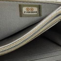 Pre Owned Chanel Metallic Grey Quilted Patent Leather Classic Boy WOC Bag