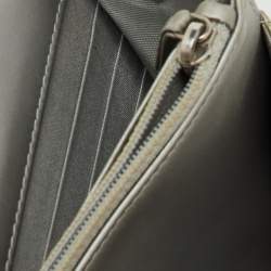 Pre Owned Chanel Metallic Grey Quilted Patent Leather Classic Boy WOC Bag