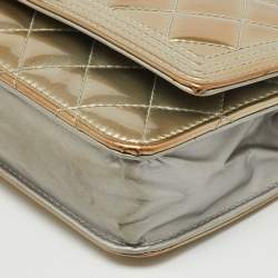 Pre Owned Chanel Metallic Grey Quilted Patent Leather Classic Boy WOC Bag
