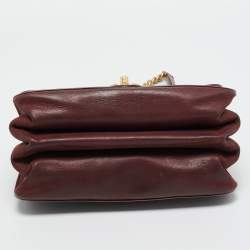 Pre Owned Chanel Burgundy Quilted Leather Small Straight Line Flap Bag