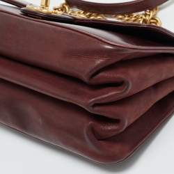 Pre Owned Chanel Burgundy Quilted Leather Small Straight Line Flap Bag