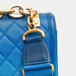 Pre Owned Chanel Blue Medium Quilted Caviar Sunset On The Sea Flap Bag