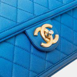 Pre Owned Chanel Blue Medium Quilted Caviar Sunset On The Sea Flap Bag
