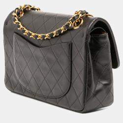 Pre Owned Chanel Black Small Classic Lambskin Double Flap