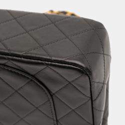 Pre Owned Chanel Black Small Classic Lambskin Double Flap