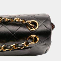 Pre Owned Chanel Black Small Classic Lambskin Double Flap