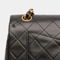 Pre Owned Chanel Black Small Classic Lambskin Double Flap