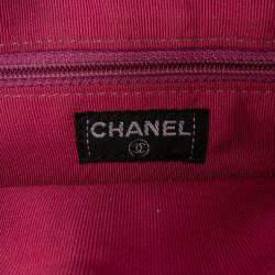 Pre Owned Chanel Pink CC Choco Bar Suede Beaded Chain Flap