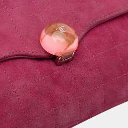 Pre Owned Chanel Pink CC Choco Bar Suede Beaded Chain Flap