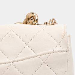 Pre Owned Chanel White Quilted Lambskin Studded Beauty Begins Flap