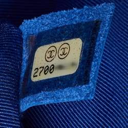 Pre Owned Chanel Blue Chevron Leather Medium Boy Flap Bag