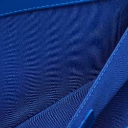 Pre Owned Chanel Blue Chevron Leather Medium Boy Flap Bag