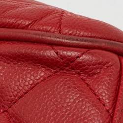 Pre Owned Chanel Red Quilted Caviar Leather Timeless Accordion Flap Bag