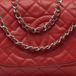 Pre Owned Chanel Red Quilted Caviar Leather Timeless Accordion Flap Bag