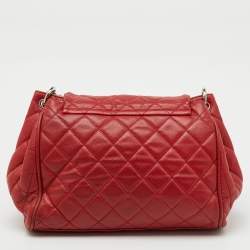 Pre Owned Chanel Red Quilted Caviar Leather Timeless Accordion Flap Bag
