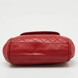 Pre Owned Chanel Red Quilted Caviar Leather Timeless Accordion Flap Bag