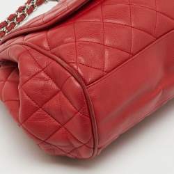 Pre Owned Chanel Red Quilted Caviar Leather Timeless Accordion Flap Bag