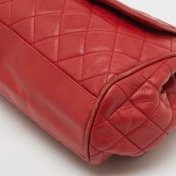 Pre Owned Chanel Red Quilted Caviar Leather Timeless Accordion Flap Bag